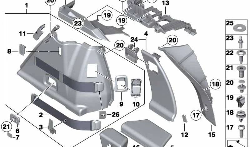 Carcasa inferior derecha para BMW Serie 5 F07 (OEM 51479167394). Original BMW.