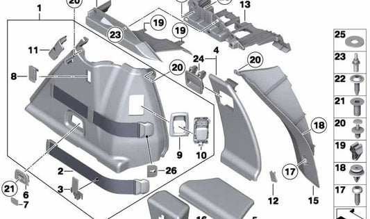 Alloggi in basso a destra per la serie BMW 5 F07 (OEM 51479167394). BMW originale.