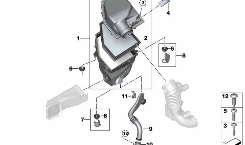 Unterstützung für BMW 5er G30, G31, 6er G32, 7er G11, G12, 8er G14, G15, G16 (OEM 13718592441). Original BMW