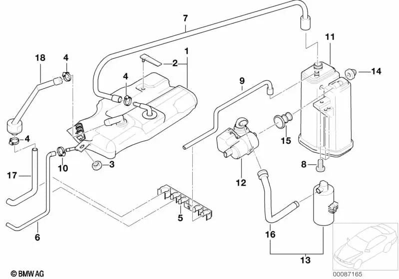 Haltebügel für BMW 5er E39, 7er E38 (OEM 16131182575). Original BMW