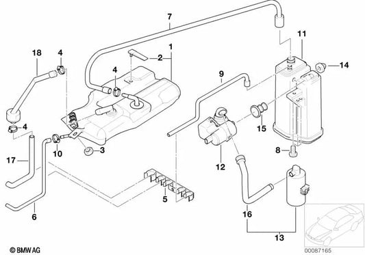 Soporte de sujeción para BMW Serie 5 E39, Serie 7 E38 (OEM 16131182575). Original BMW