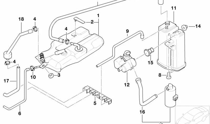 Tubo de goma OEM 64128364482 para BMW E46, E39, E38, E83 (X3). Original BMW.