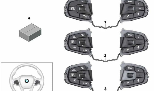 Botón multifunción para volante OEM 61319363433 para BMW G01, G02, G05, G06, G07, F90. Original BMW.