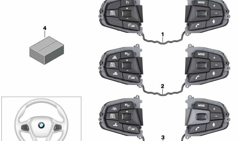 Interruptor Volante Multifuncional para BMW Serie 5 G30, G31, Serie 7 G11, G12 (OEM 61319388742). Original BMW