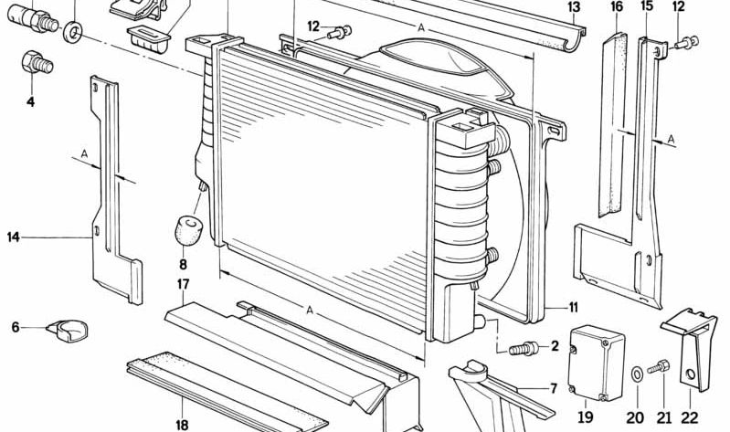 Cubierta izquierda para BMW Serie 5 E34 (OEM 17112226687). Original BMW.