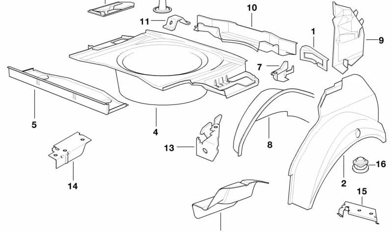 Aleta de rueda exterior trasera derecha para BMW E31 (OEM 41148108480). Original BMW