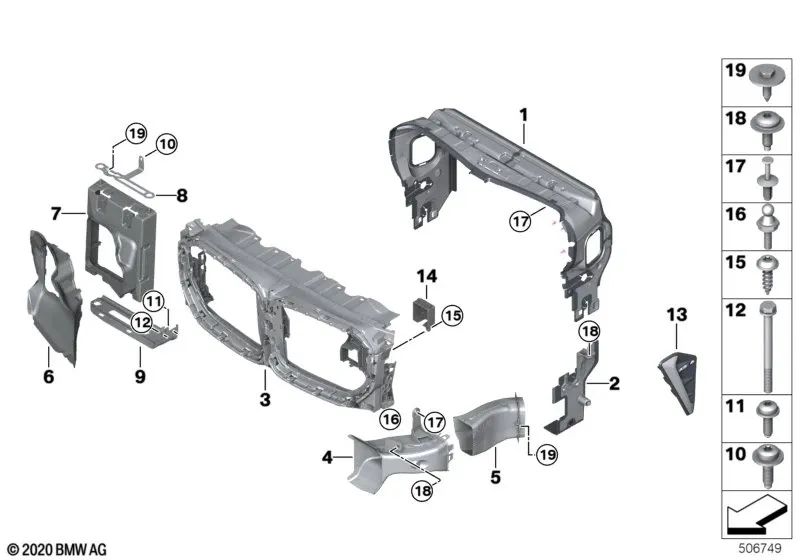 Oberer Luftkanal für BMW F95 (OEM 51138077863). Original BMW.