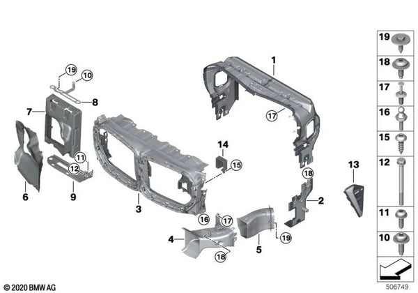 Conducto de aire superior para BMW F95 (OEM 51138077863). Original BMW.