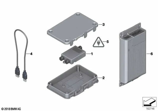 USB-Hub protective box cover for BMW E81, E82, E87N, E88, E90, E90N, E91, E91N, E92, E92N, E93, E93N, E84, E89 (OEM 84109125866). Genuine BMW.