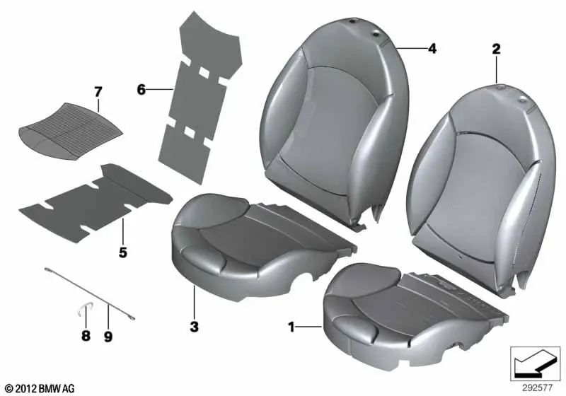 Foam part for MINI R55, R55N, R56, R56N, R57, R57N, R58, R59 (OEM 52107240743). Original MINI