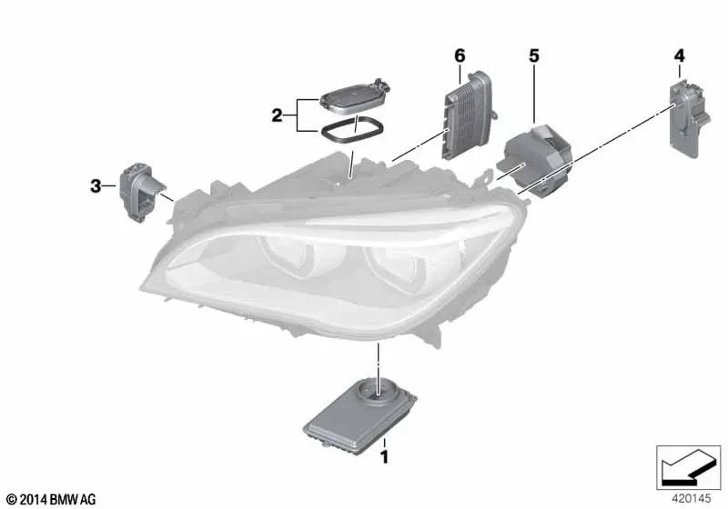 Módulo de Control de Faros para BMW Serie 7 F01N, F02N (OEM 63117440876). Original BMW