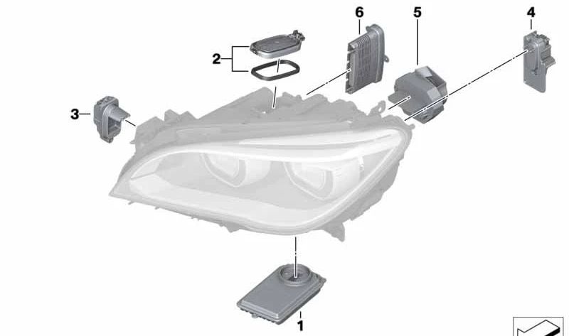 Módulo LED intermitente derecho para BMW Serie 7 F01N, F02N (OEM 63117339056). Original BMW