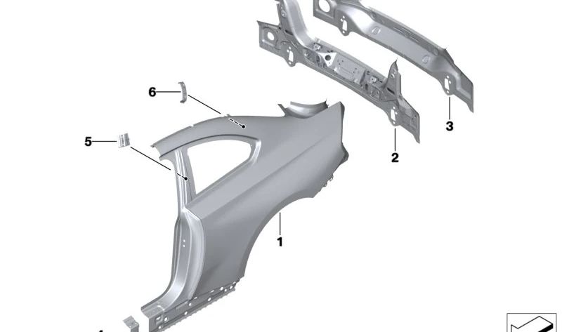 Chapa de refuerzo pilar C izquierda para BMW G42, G87 (OEM 41009626241). Original BMW