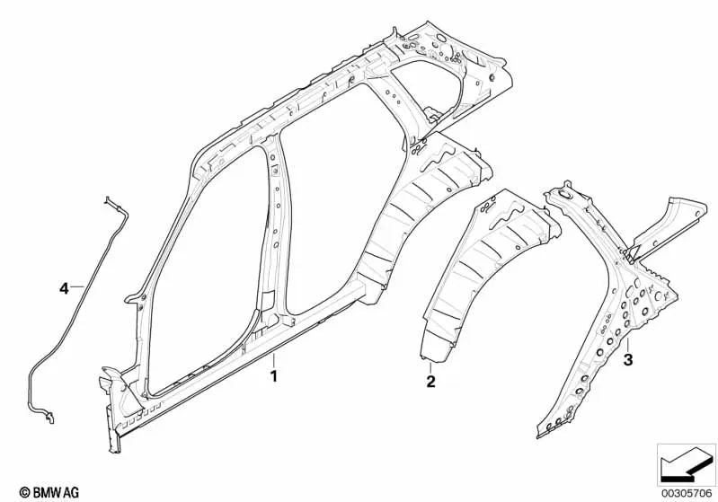 Marco lateral interior izquierdo para BMW E70, E70N (OEM 41117174355). Original BMW.