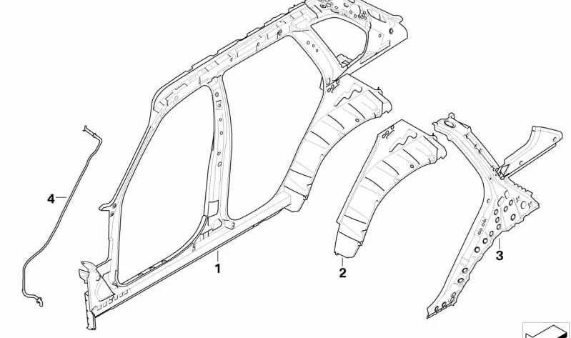 Lower left C-pillar reinforcement for BMW X5 E70 (OEM 41117174357). Original BMW