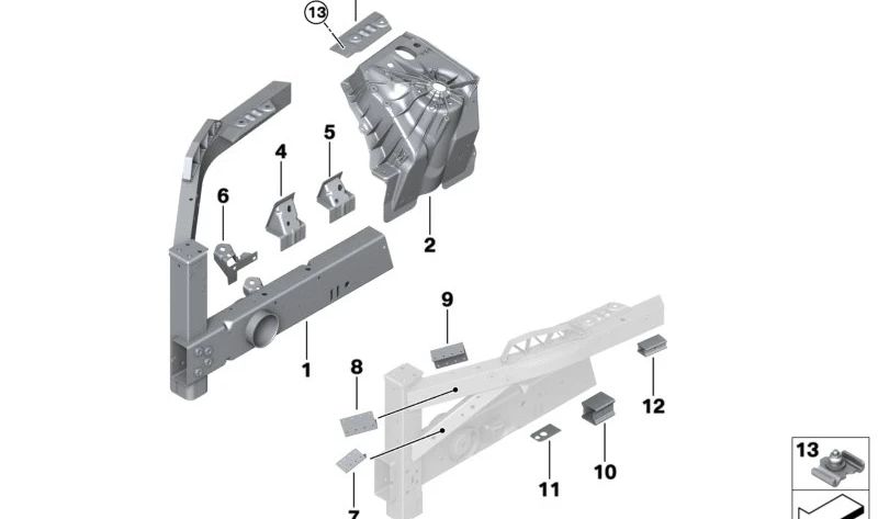 Repair adapter for front right spring support OEM 41009880902 for BMW i20. Original BMW.