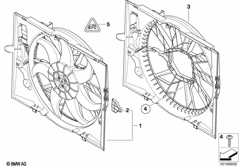 Lüfterrahmen für BMW E60, E60N, E61, E61N, E63, E63N, E64, E64N (OEM 17427540684). Original BMW