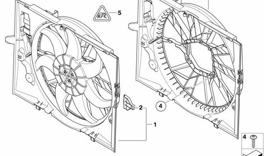 Carcasa de ventilador OEM 17427542350 para BMW E60, E61, E63, E64. Original BMW