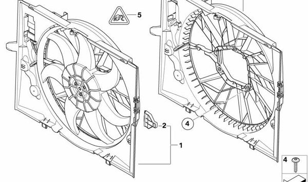 Carcasa de ventilador OEM 17427542350 para BMW E60, E61, E63, E64. Original BMW