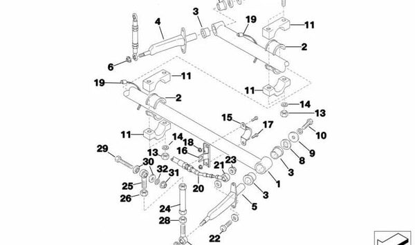 Barra estabilizadora trasera OEM 33552223196 para BMW Series 3 (E36, E46). Original BMW.