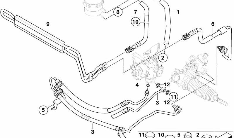 Tubo de retorno OEM 32413450551 para BMW E83 (X3). Original BMW