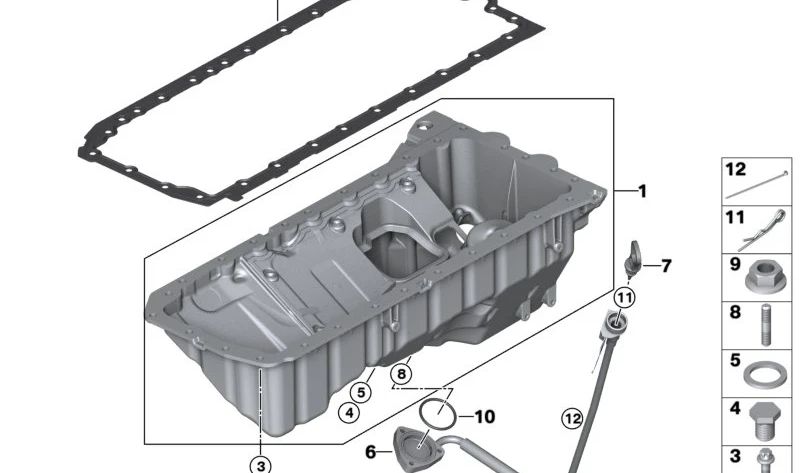 Oil pan for BMW F87N, F80N, F82 (OEM 11137838706). Genuine BMW.