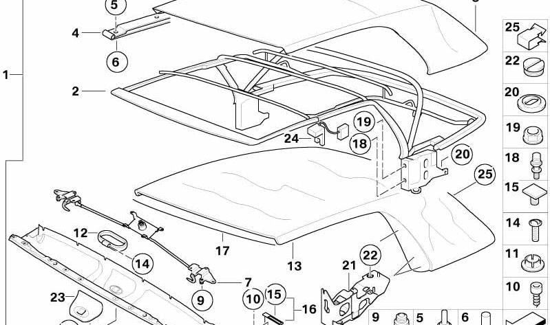 Clips de sujeción para tapizado del techo OEM 54347181006 para BMW E46. Original BMW.