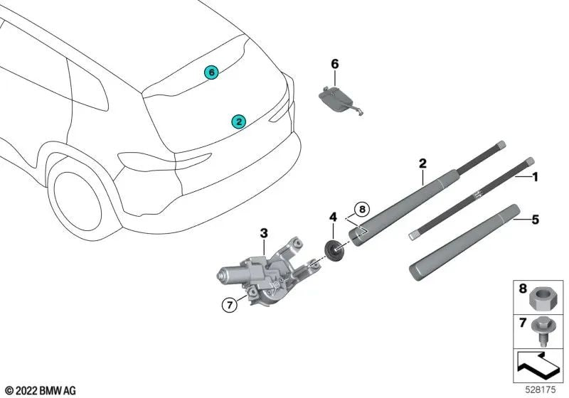 Tapón de eje del limpiaparabrisas para BMW Serie 2 U06, i I20, XM G09 (OEM 61628496831). Original BMW