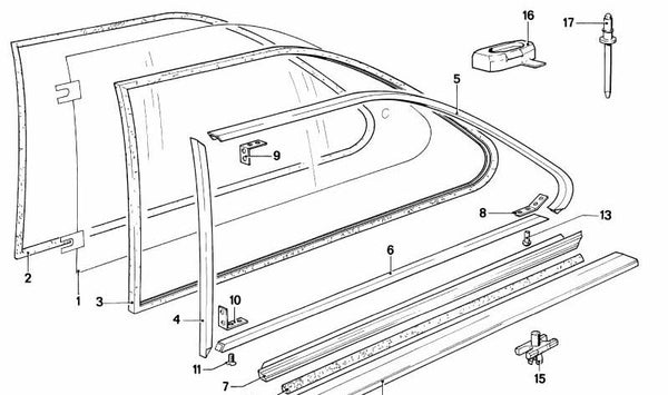 Ventana abatible verde derecha para BMW Serie 3 E21 (OEM 51361846490). Original BMW.