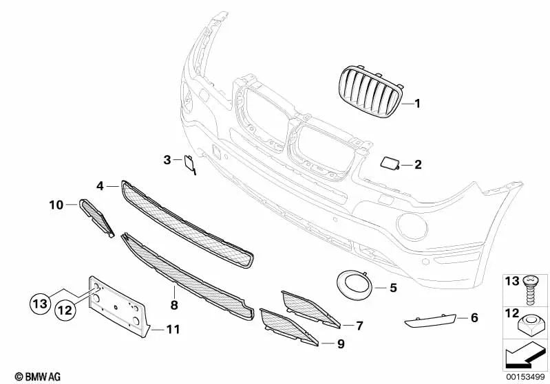 Rejilla Central para BMW E83N (OEM 51113416203). Original BMW.