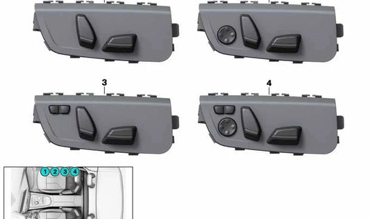 OEM Interruttore di regolazione del sedile destro 61319248084 per BMW F21, F22, F23, F32, F33, G29, F66. BMW originale.