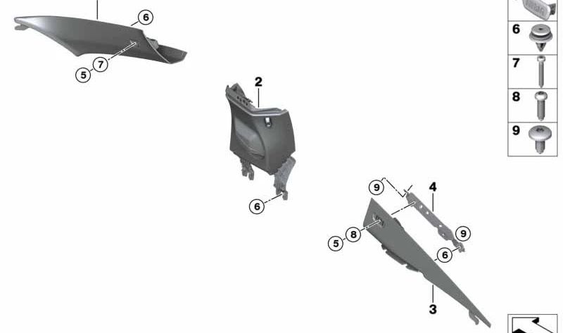 Embellecedor A-Pilar derecho para BMW F92, G15 (OEM 51438069802). Original BMW