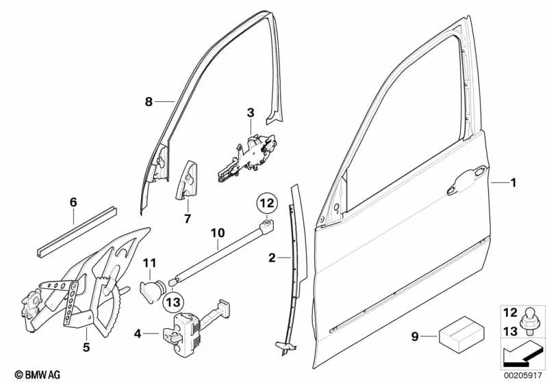 Türbremse vorne rechts für BMW X5 E70, E70N (OEM 51217055104). Original BMW