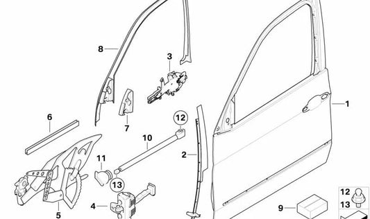 Front right window regulator for BMW X5 E70 (OEM 51337215152). Original BMW