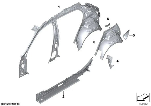 Seitenrahmen interior derecho para BMW Serie 1 F40 (OEM 41219498370). Original BMW.