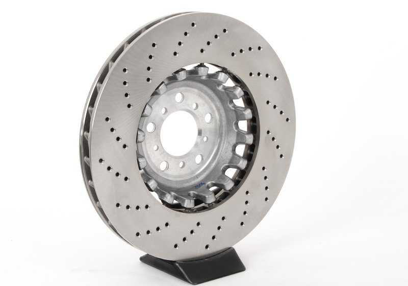 Right perforated ventilated brake disc for BMW F10, F06, F12, F13 (OEM 34112284102). Original BMW