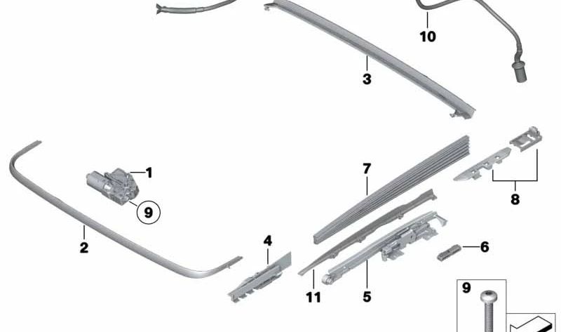 Tubo de drenaje de agua trasero para BMW F02, F04 (OEM 54107181949). Original BMW.