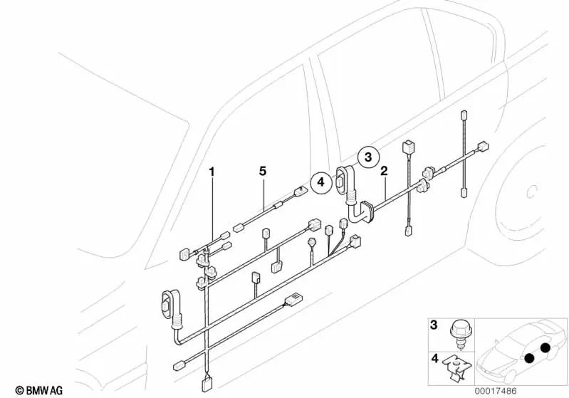 Juego de cables lado del pasajero para BMW E36 (OEM 61128365666). Original BMW.