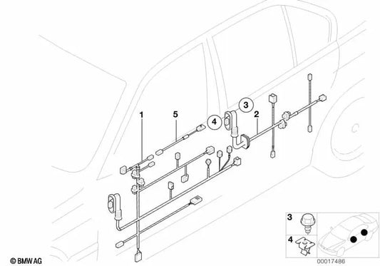 Juego de cables lado del pasajero para BMW E36 (OEM 61128365666). Original BMW.