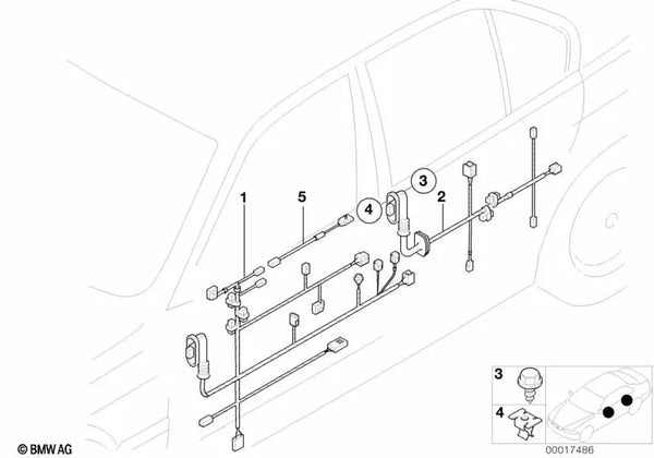 Cableado Lado del Conductor para BMW Serie 3 E36 (OEM 61128370754). Original BMW