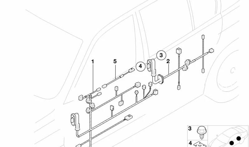 Cableado lado del pasajero para BMW E36 (OEM 61128383104). Original BMW