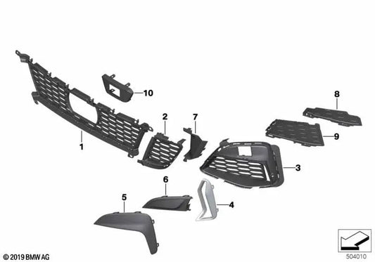 Clip de Rejilla lateral derecha para BMW Serie 3 G20, G21 (OEM 51118075604). Original BMW.