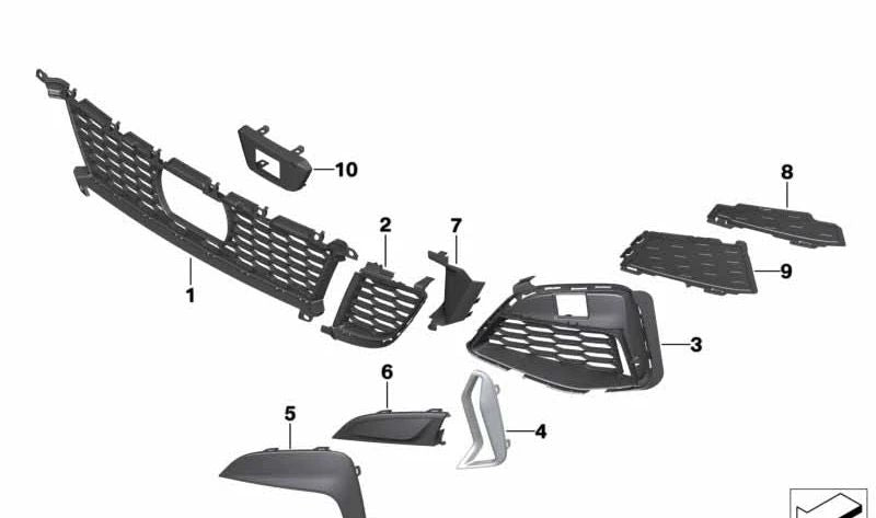 Rejilla central izquierda para BMW Serie 3 G20, G21, G28 (OEM 51118075601). Original BMW