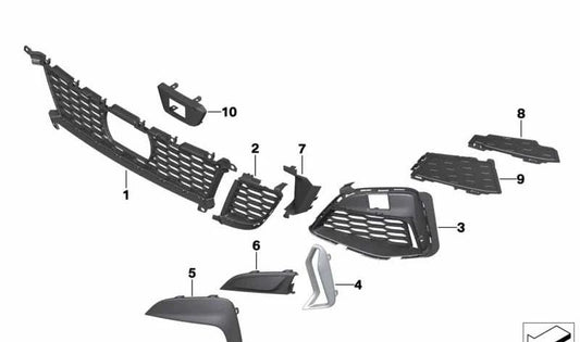 Right grille cover for BMW 3 Series G20, G21 (OEM 51118079596). Original BMW.