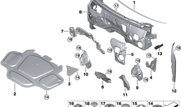 Aislante acústico para mampara del motor OEM 51487446931 para BMW G05 (X5), G06 (X6), G07 (X7). Original BMW.