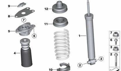 Amortiguador trasero OEM 33526883333 para BMW F32, F33, F36, F82, F83. Original BMW.