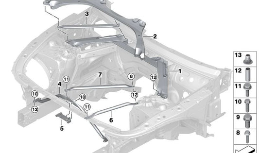 OEM right reinforcement bar 51617329870 for BMW G30, G31. Original BMW.