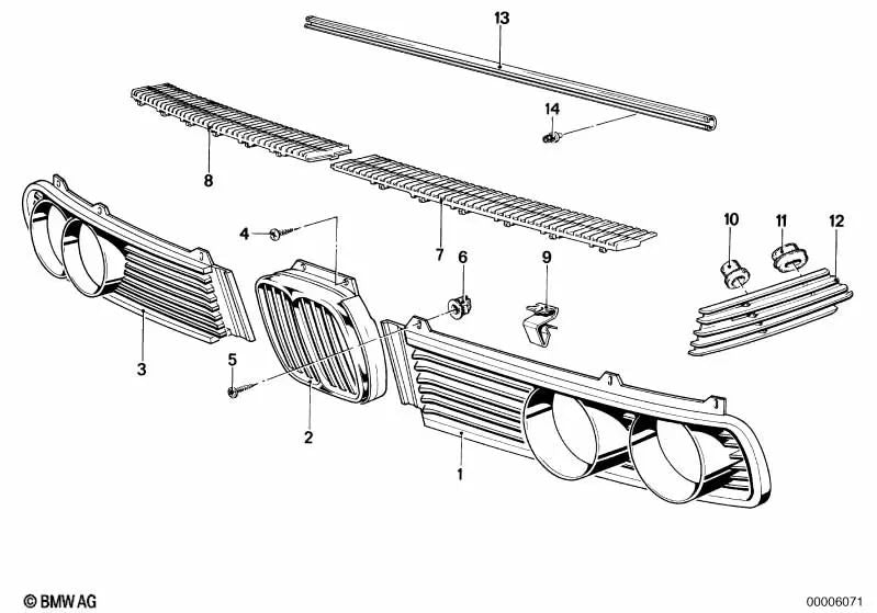 Cubierta salida de aire trasera izquierda para BMW Serie 5 E12 (OEM 51131817611). Original BMW