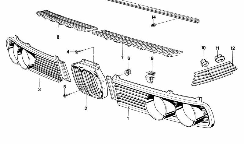 Rejilla decorativa izquierda para BMW Serie 5 E12 (OEM 51131848113). Original BMW