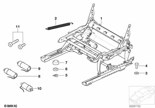 Elektrische Sitzmechanik rechts für BMW E85, E86 (OEM 52107111886). Original BMW.